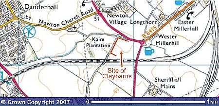 Site of Claybarns on current OS map